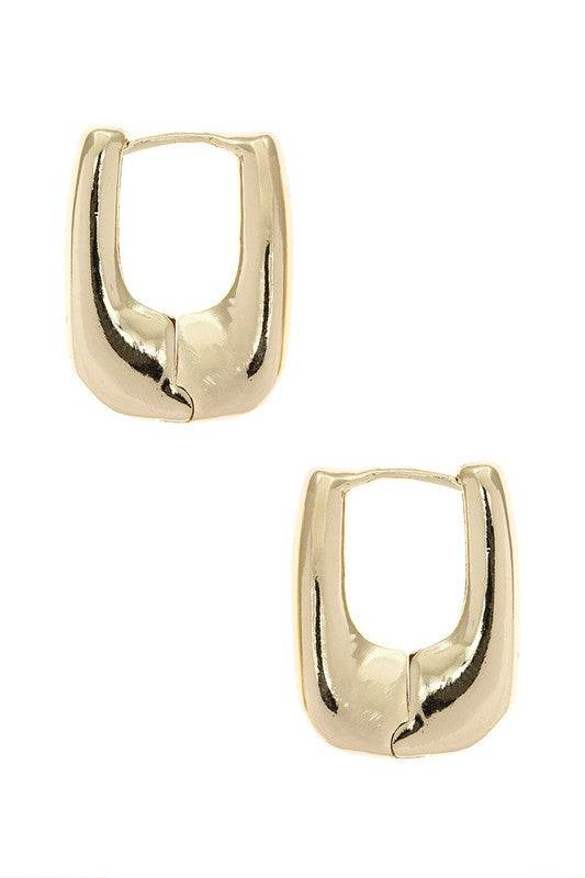 Chunky Square Drop Hoop Earrings