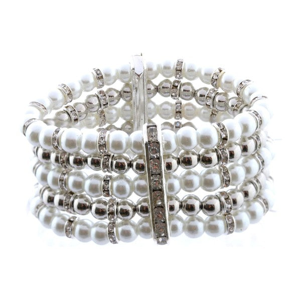 Wedding Bracelet Faux Pearl Cultured Bracelet
