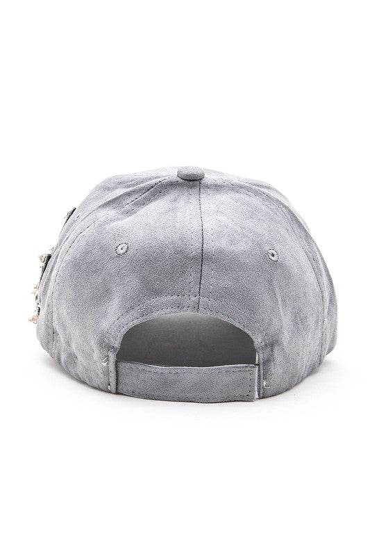 Beaded Flower Suede Fashion Cap