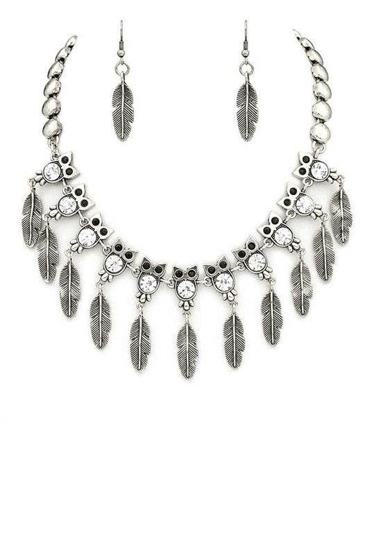 Mini Owls Iconic Fringe Metal Necklace Set