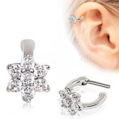 316L Stainless Steel CZ Flower Cartilage Clicker