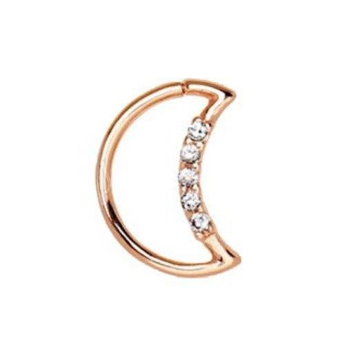 Annealed Rose Gold Jeweled Crescent Moon Cartilage