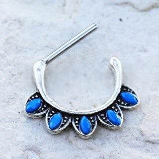 316L Stainless Steel Turquoise Tribal Nipple