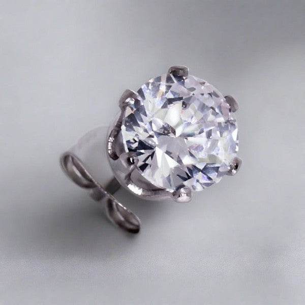 Pair of .925 Sterling Silver Clear Round CZ Stud