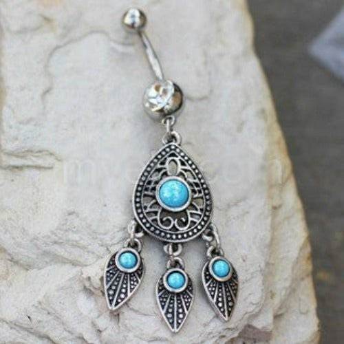 316L Stainless Steel Turquoise Teardrop and