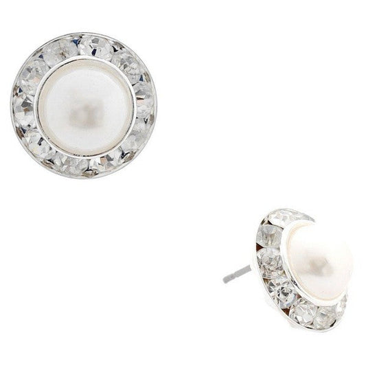 Timeless 10mm Faux Pearl Rondelle Stud Earrings
