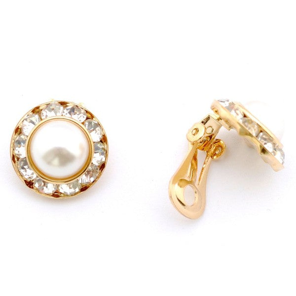 Timeless 10mm Faux Pearl Rondelle Stud Clipon