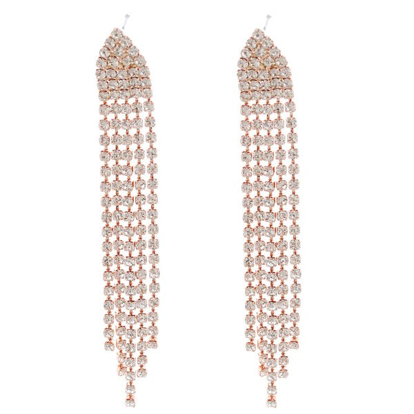 5 Strand Long Rhinestone Drop Earrings
