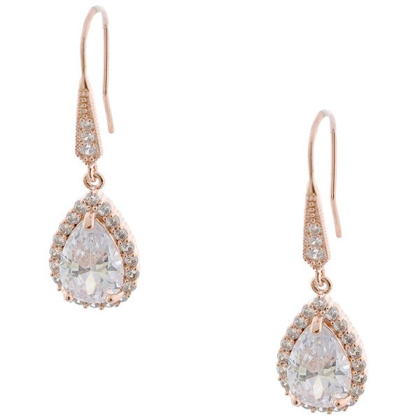 Bridal Cubic CZ Tear Drop French Hook Earrings
