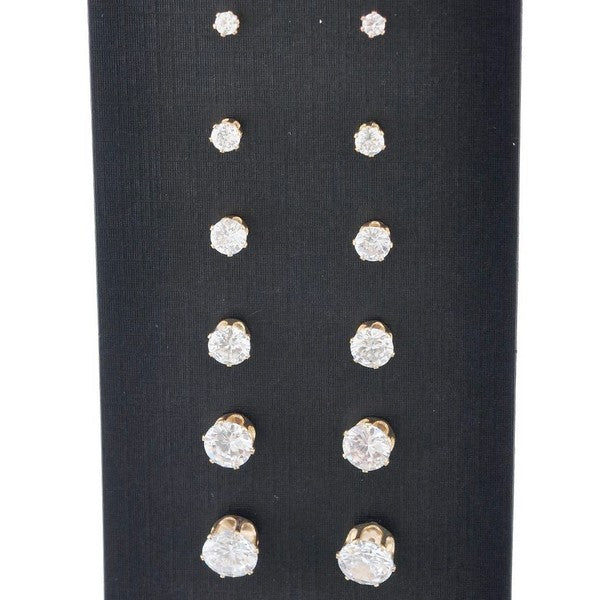 5 Pairs Multi Size Cubic Zirconia Earrings Set