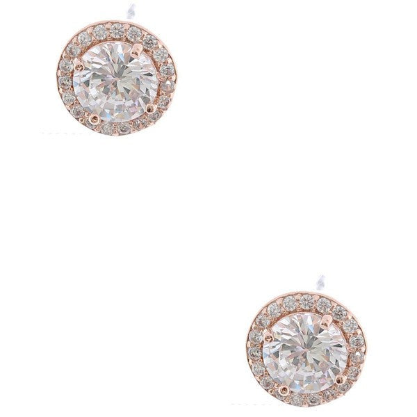 8MM 4 Prong Round Cubic Zirconia Stud Earrings
