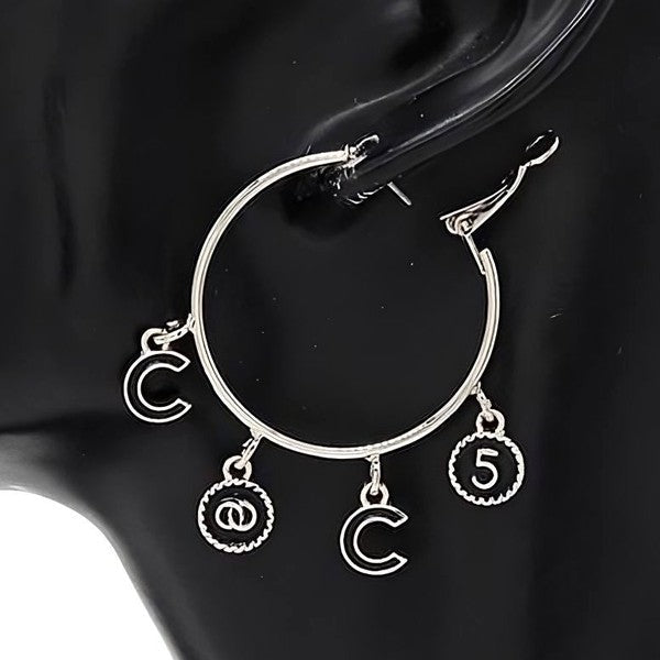 Double O C 5 Dangle Hoop Earrings