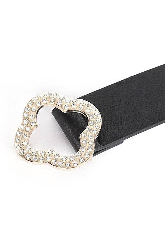 Plus Size Clover Crystal Buckle Belt