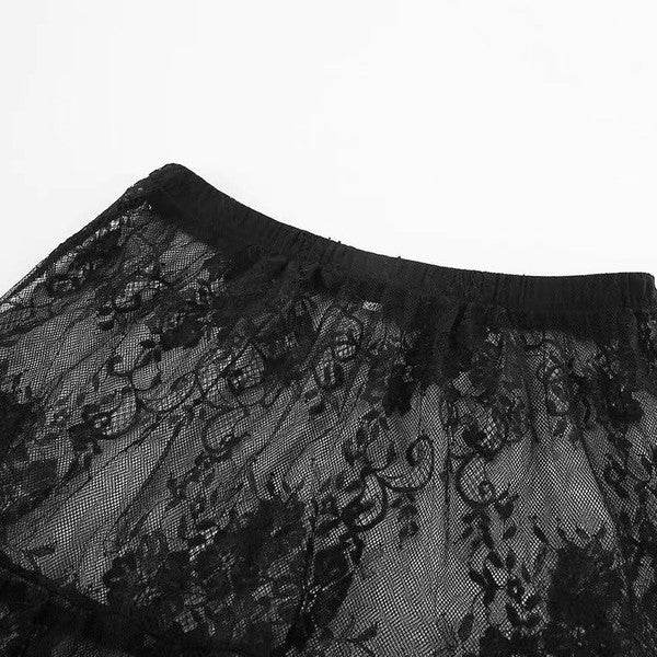 Floral lace ruffled maxi skirt