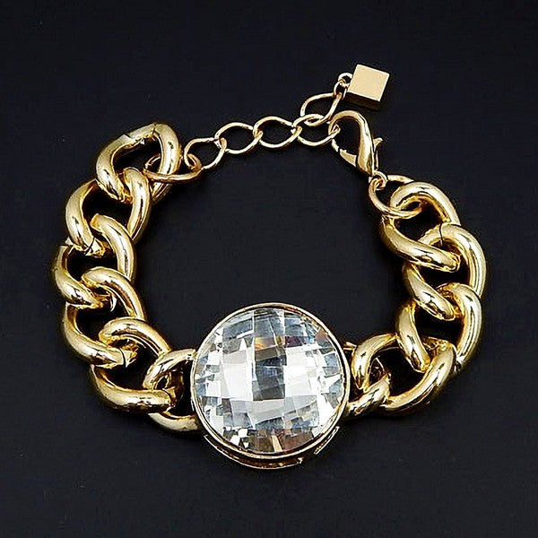 Big Halo Circle Rhinestone Chain Bracelet