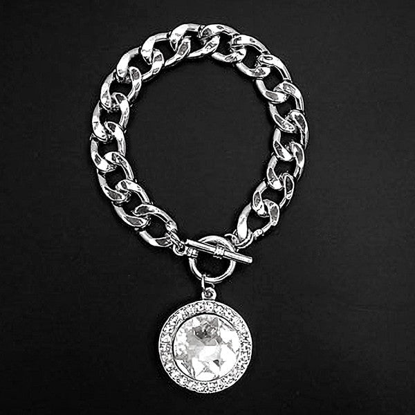 Bracelet Chain with Round Stone Toggle