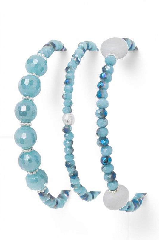 Mix Beads 3PC Stretch Bracelet Set