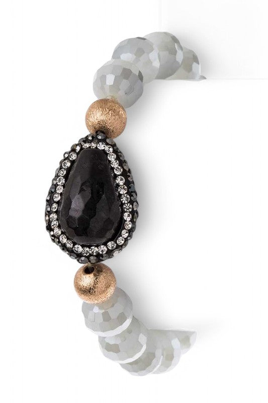 Quartz Stone Stretch Beaded Bracelet