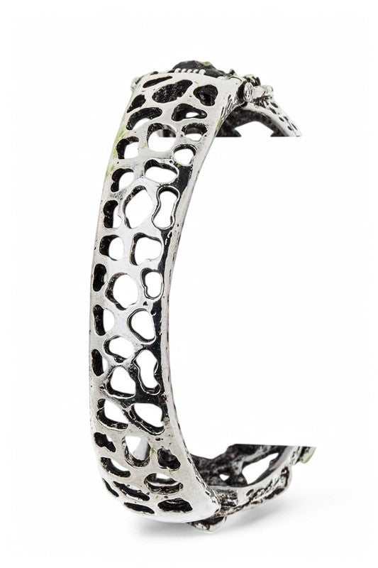 Crystal Flower Statement Hinged Bangle