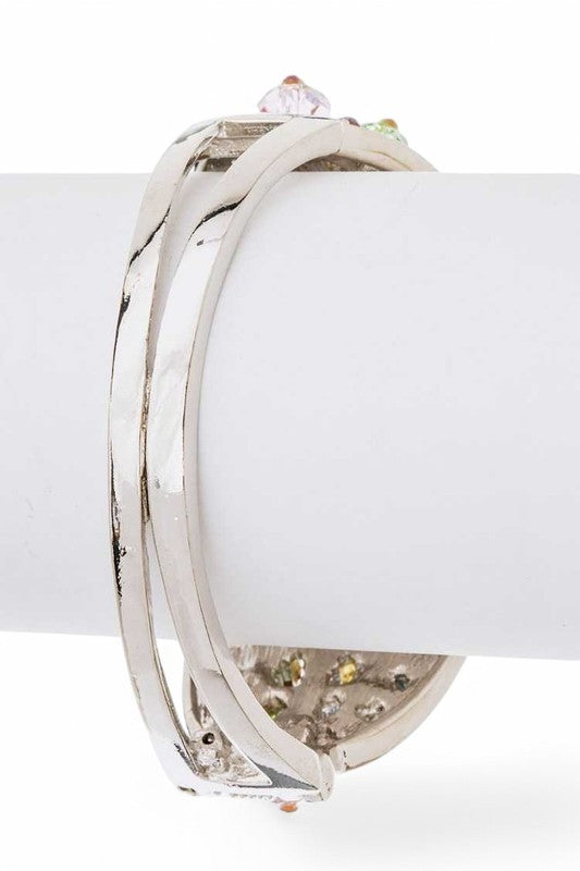 Oversize Crystal Statement Hinged Bangle