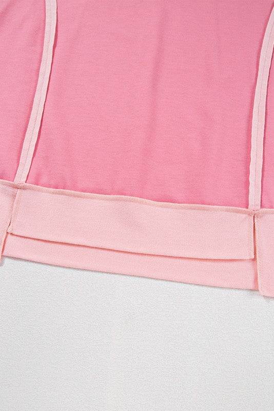 Cotton Peach Half Raw Seam High Low Side Split Top