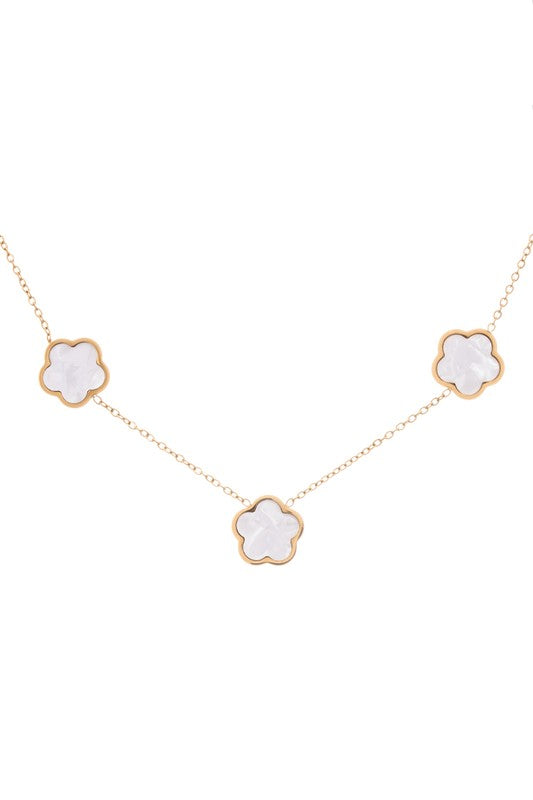 MOP Clover Station Necklace