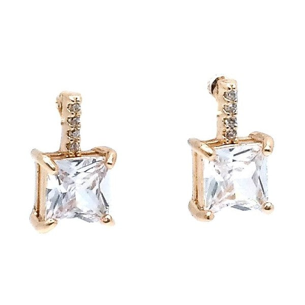 Tiny Square Bar Radiant Cubic Zirconia Stud