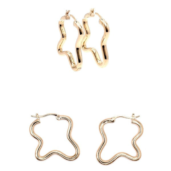 Polish Wave Squiggly Design Hoop Earrings