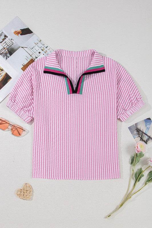 Cotton Blue Stripe Dolman blouse