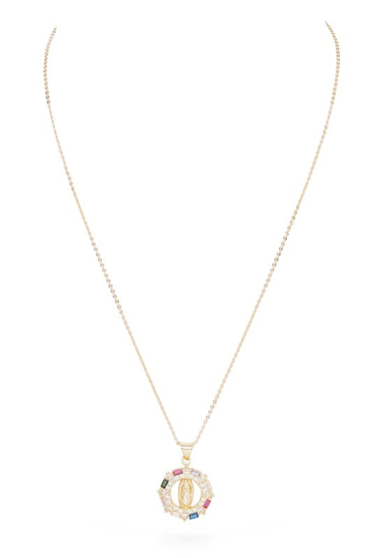 Cubic Zirconia Saint Mary Pendant Necklace
