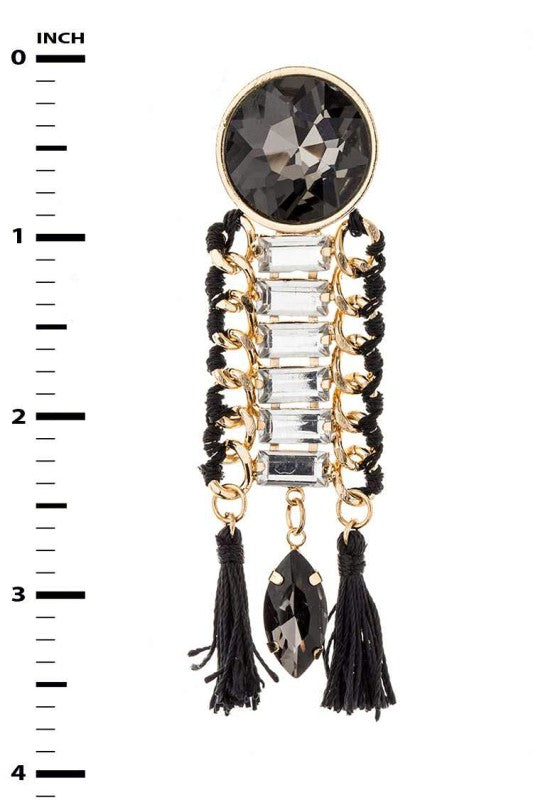Mix Media Crystal Chain Drop Earrings