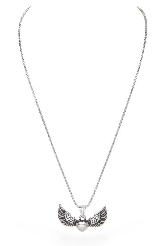 Flying Heart Stainless Steel Pendant Necklace