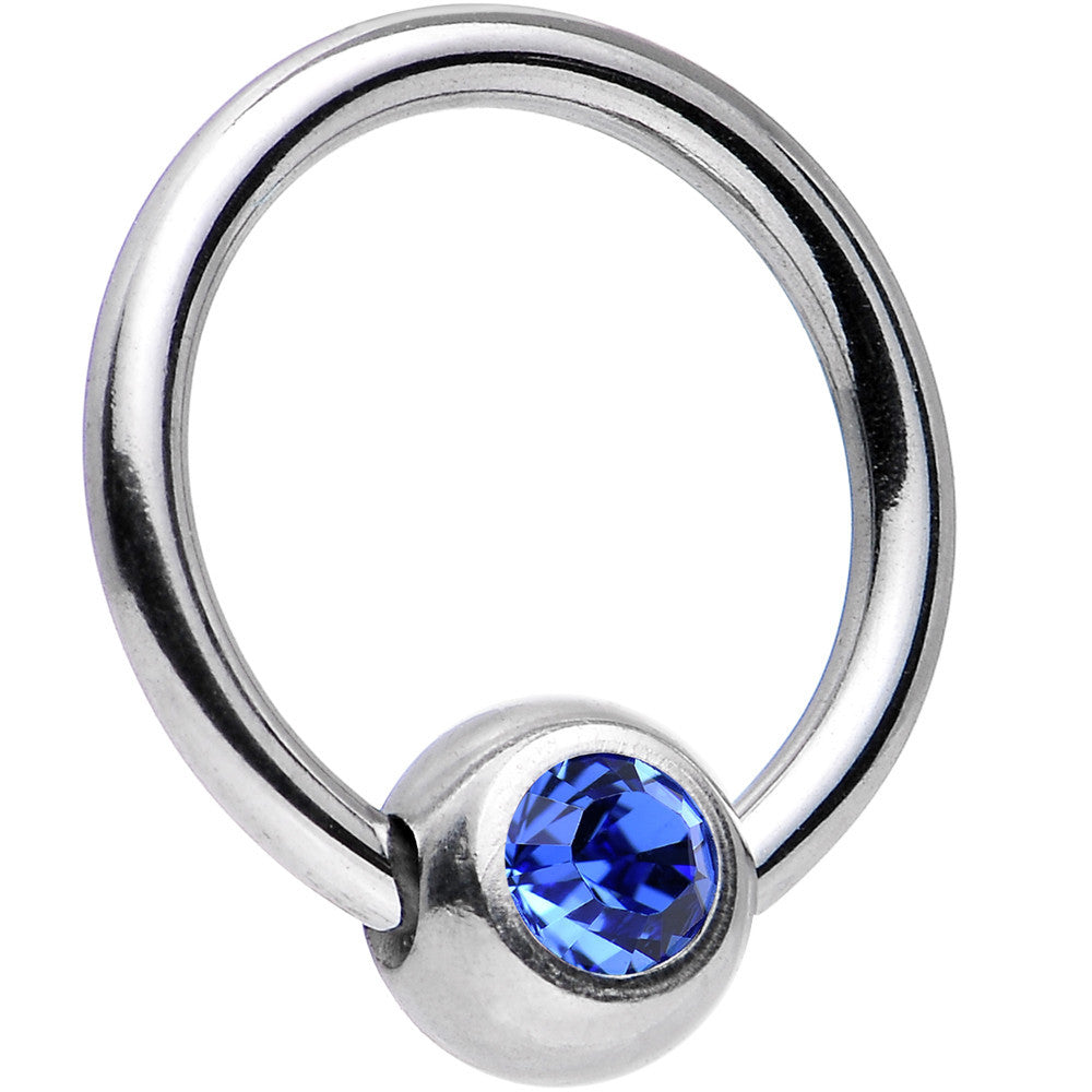 16G 5/16 Sapphire Captive Ring Created with Crystals