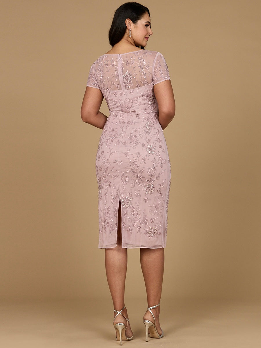 Beaded Midi Dress with Cap Sleeves