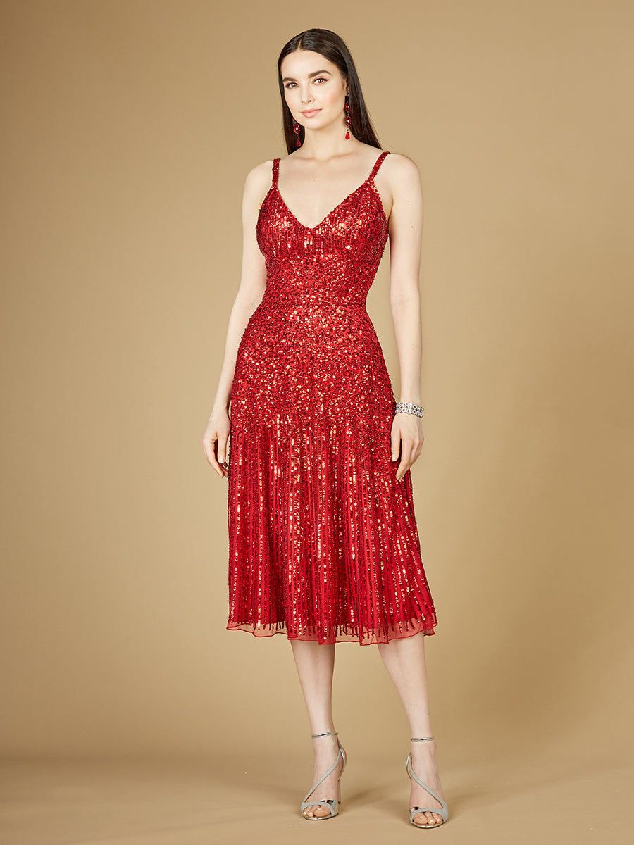 Flowing, Sequin Midi Dress