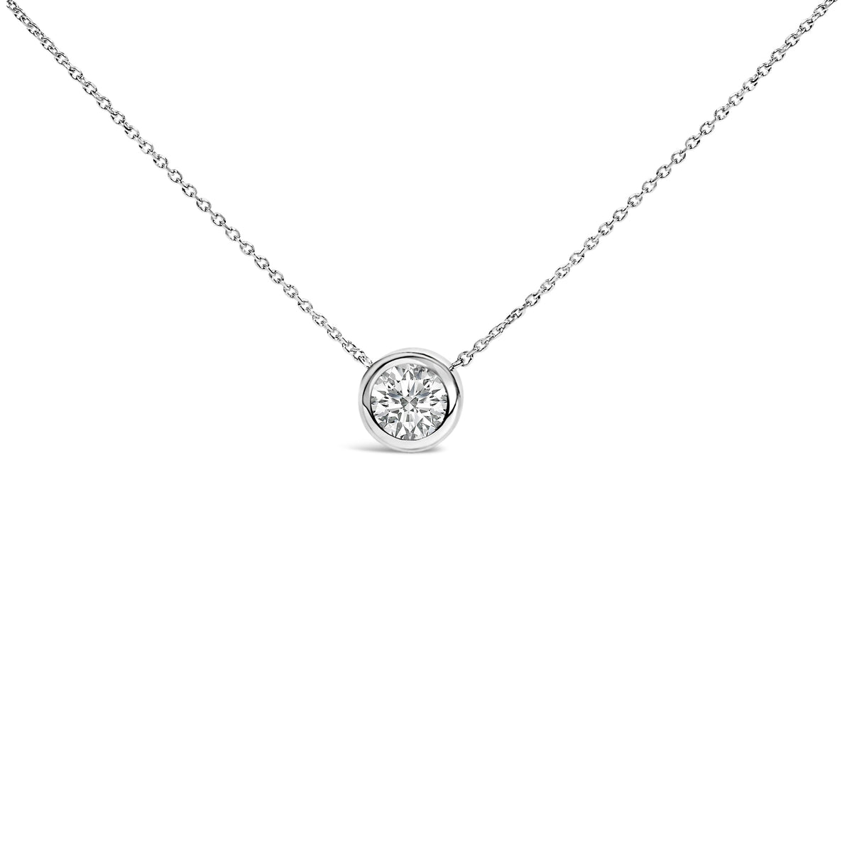 .925 Sterling Silver 7MM Bezel Set Created Purple Amethyst Pendant Necklace - 18" Inches