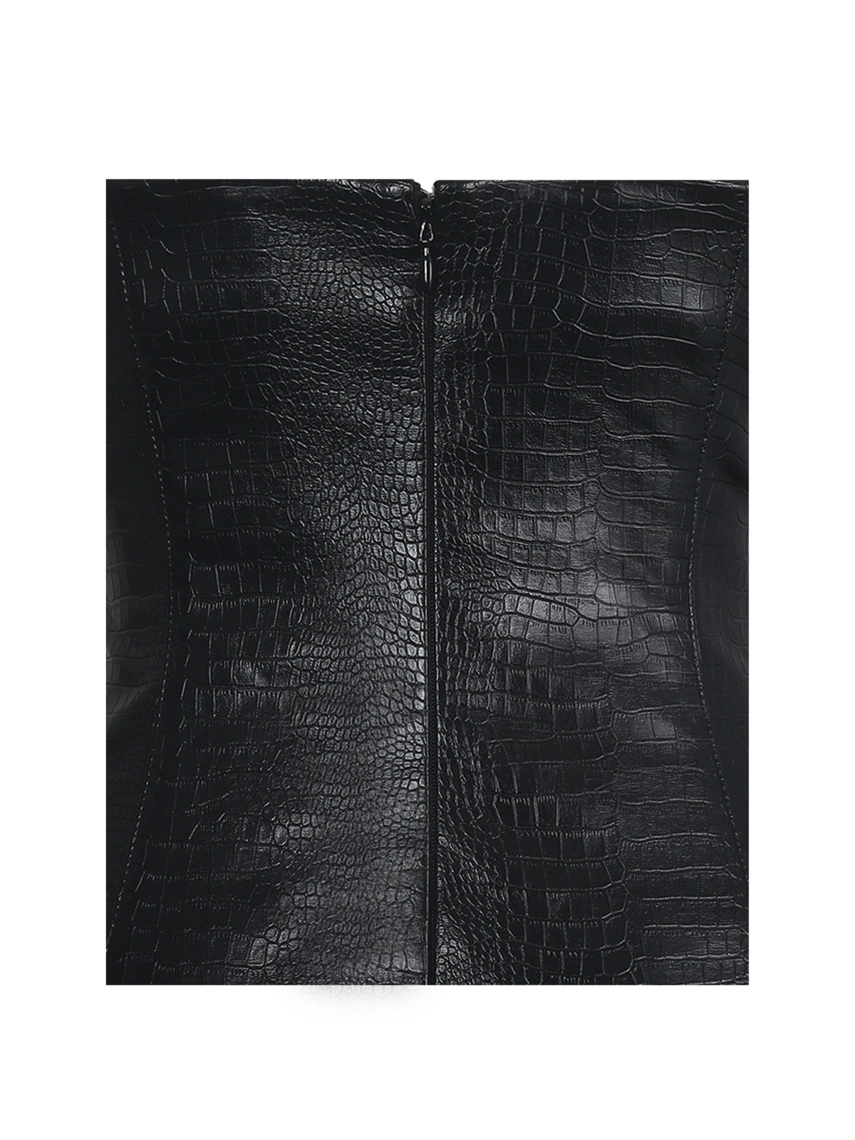 Gardenia Black Leather Midi Sweetheart Halter Flared Dress