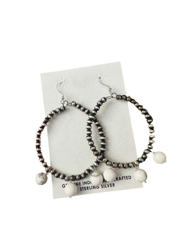 Navajo White Buffalo & Sterling Silver Pearl Beade
