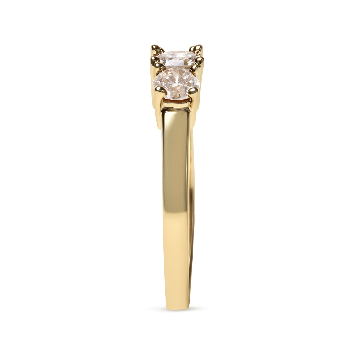 10K Yellow Gold 1.00 Cttw Champagne Diamond 3-Stone Band Ring (J-K Color, I1-I2 Clarity) - Size 7