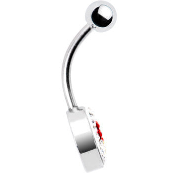 Crystal Paved Rainbow Pride Heart Belly Ring