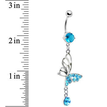 Aqua Gem Double-Take Butterfly Belly Ring