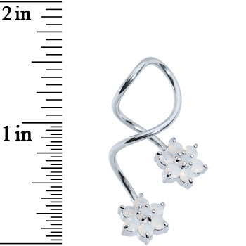 Flower CZ Super Spiral Twister Belly Ring