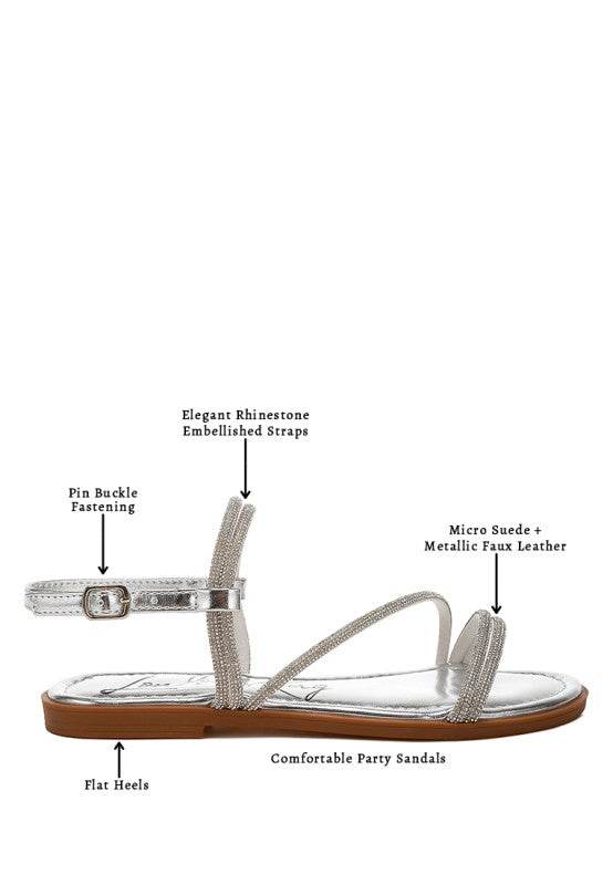 Bawley Rhinestone Strappy Flat Sandals