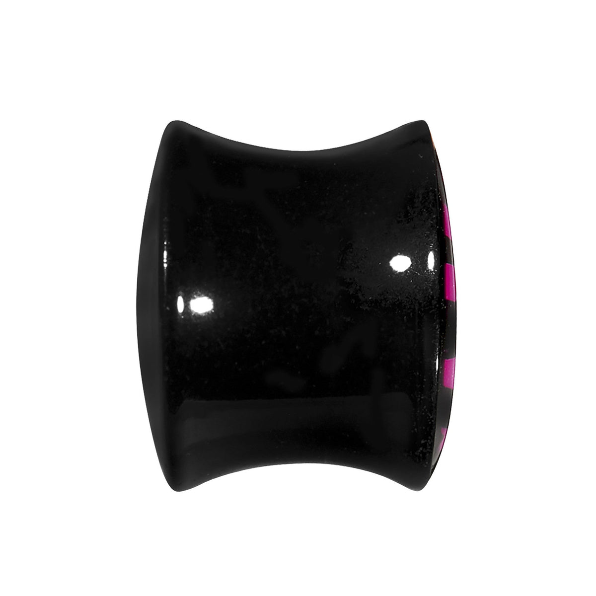 9/16 Acrylic Pink Black Zebra Saddle Plug
