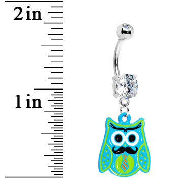 Double Gem Tie and Mustache Owl Belly Ring