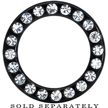 18mm Black Acrylic with Clear Jeweled Flesh Tunnel