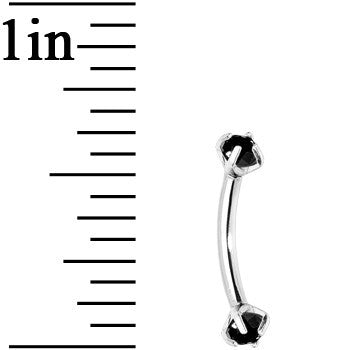 Black Prong Set Gem Internally Threaded Eyebrow Ring