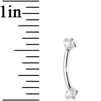 Clear Prong Set Gem Internally Threaded Eyebrow Ring