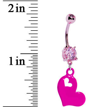 True Love Pink Heart Dangle Belly Ring