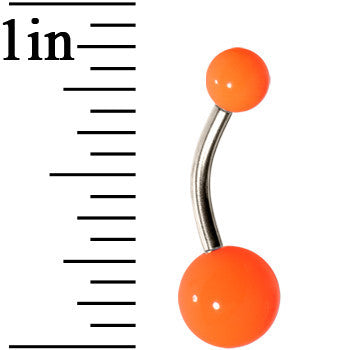 Grade 23 Solid Titanium Flat Orange Acrylic Belly Ring